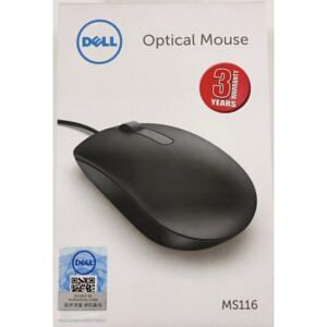 Dell MS116 1000Dpi USB Wired Optical Mouse, Led Tracking, Scrolling Wheel, Plug and Play.